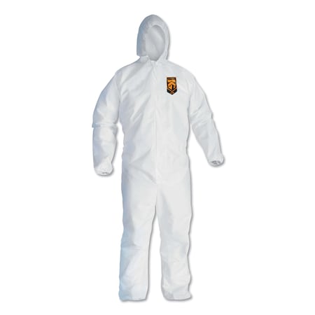 A40 Elastic-Cuff, Ankle, Hooded Coveralls, 3X-Large, White, PK25 PK